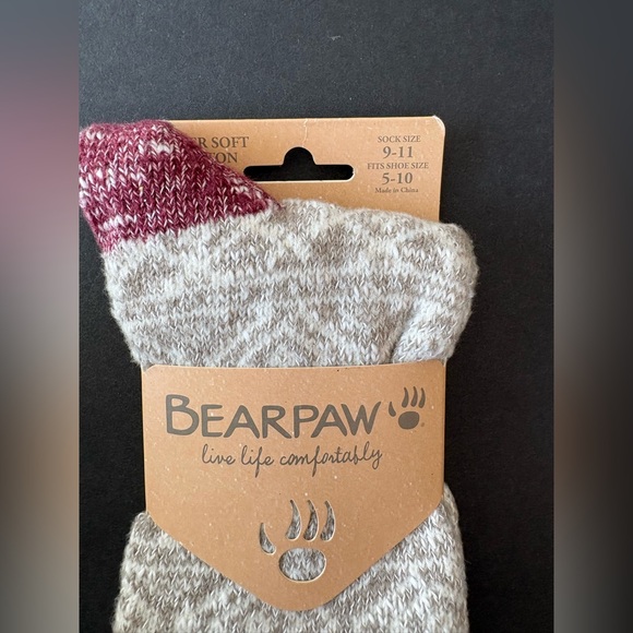 BearPaw Maroon and Beige fair isle cozy Knit Socks - Picture 2 of 5